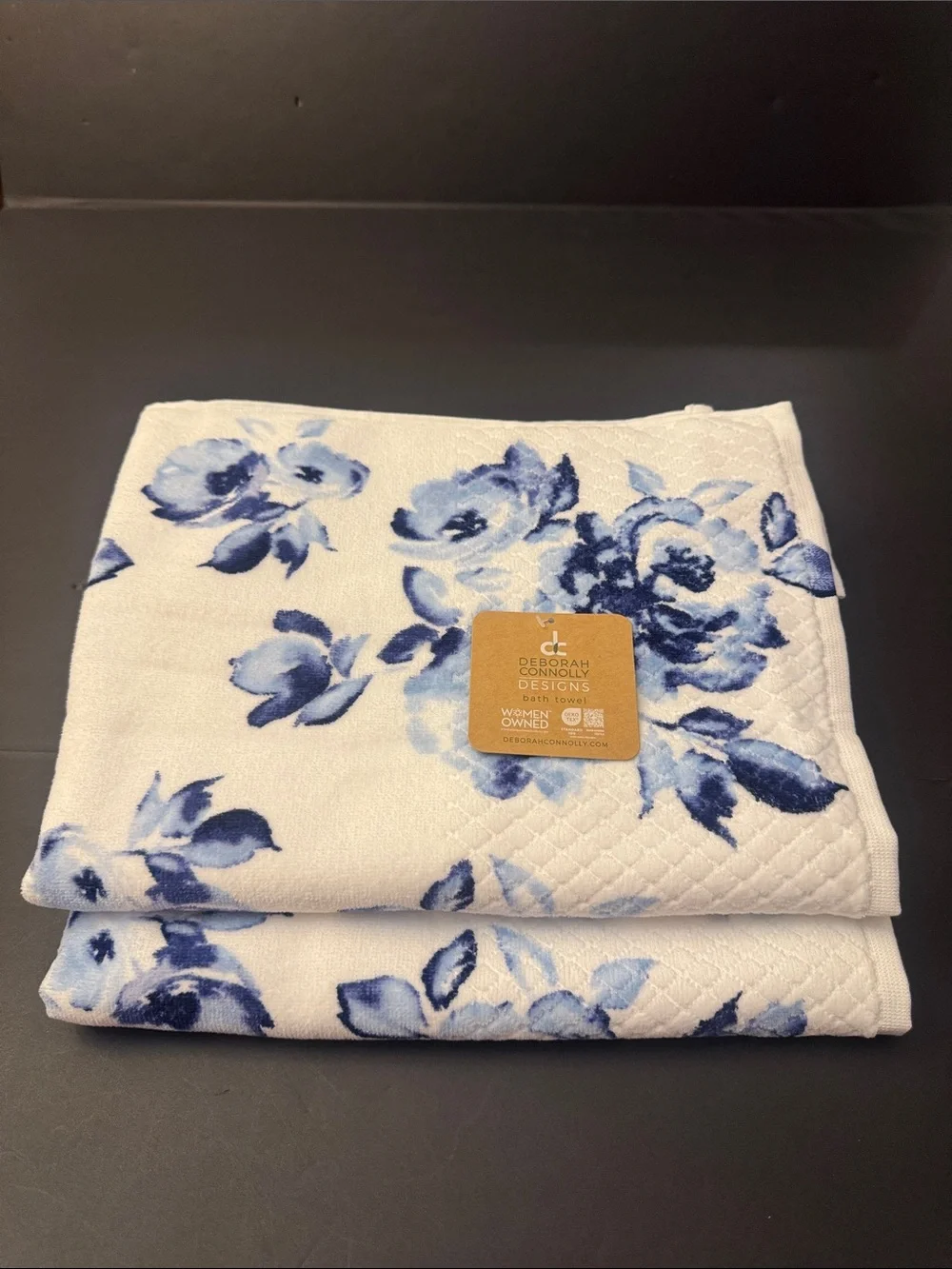 4pc DEBORAH CONNOLLY  Bath Towel Set - Odette - White/Navy